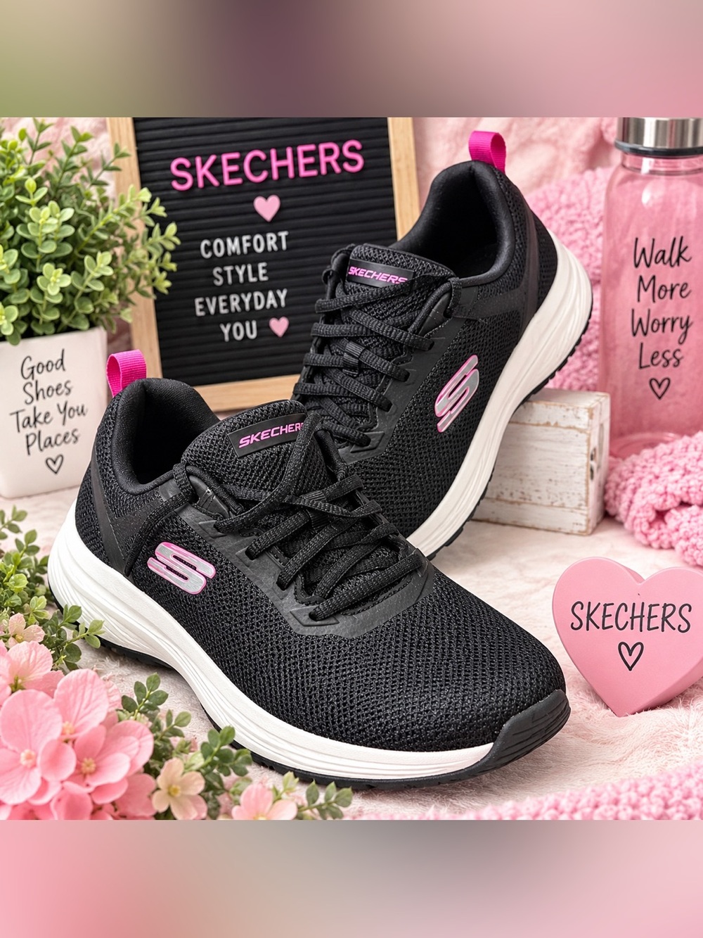 Skechers Women’s Black & Pink Athletic Sneakers – Size 8.5 – EUC